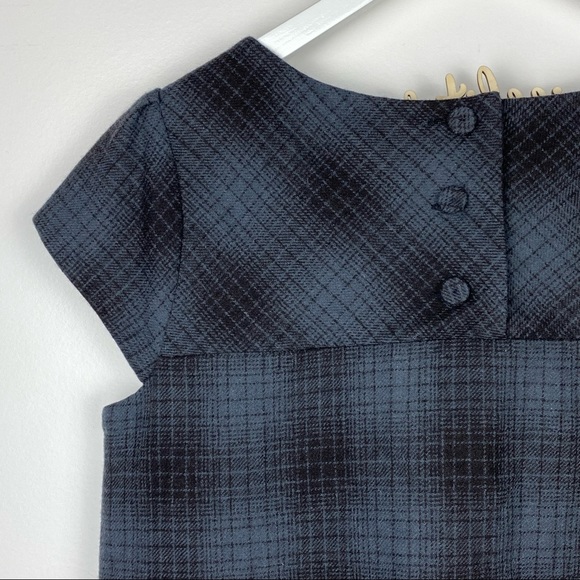 GAP Women’s Blue Black Plaid Short-sleeve A-Line Shift Mini Dress [Size XS] - Picture 6 of 14